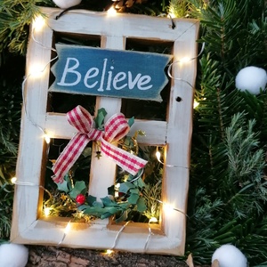 Believe téli karácsonyi kopogtató koszorú  - karácsony - adventi díszek - adventi koszorú - Meska.hu