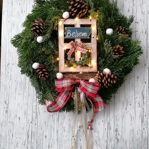 Believe téli karácsonyi kopogtató koszorú  - Meska.hu