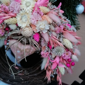 Koszorú vintage pöttyös szív - otthon & életmód - dekoráció - ajtó- és ablak dekoráció - ajtódísz & kopogtató - Meska.hu