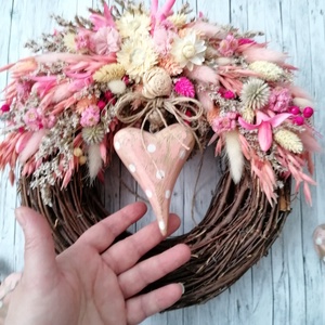 Koszorú vintage pöttyös szív - Meska.hu