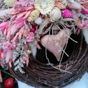 Koszorú vintage pöttyös szív - otthon & életmód - dekoráció - ajtó- és ablak dekoráció - ajtódísz & kopogtató - Meska.hu