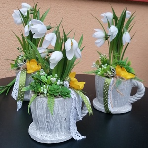 Tavaszi Hóvirágos asztaldísz , Otthon & Életmód, Dekoráció, Asztal és polc dekoráció, Asztaldísz, Virágkötés, MESKA