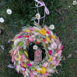 Koszorú tavasz - nyár, Otthon & Életmód, Dekoráció, Ajtó- és ablak dekoráció, Ajtódísz & Kopogtató, Virágkötés, MESKA
