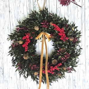 Örökzöld elegancia koszorú 33 cm Ősz-tél - Meska.hu
