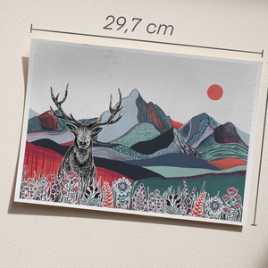 Szarvas a hegyen print  - művészet - grafika & illusztráció - művészi nyomat - Meska.hu