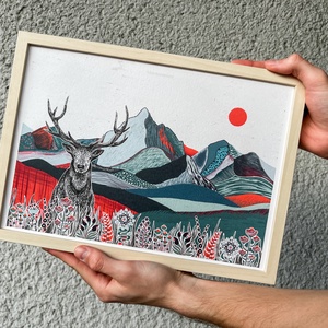 Szarvas a hegyen print , Művészet, Grafika & Illusztráció, Művészi nyomat, Fotó, grafika, rajz, illusztráció, MESKA