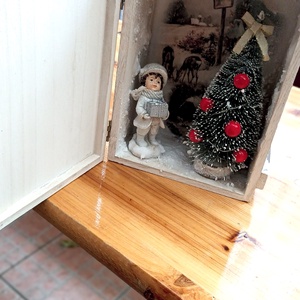 Karácsonyi diorama téli táj, éjjelifény - karácsony - karácsonyi lakásdekoráció - karácsonyi fénydekoráció - Meska.hu