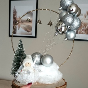 Angyalkás ezüst-fehér lakásdekoráció - karácsony - adventi díszek - adventi asztaldísz - Meska.hu