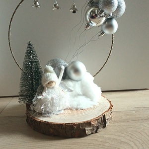 Angyalkás ezüst-fehér lakásdekoráció - karácsony - adventi díszek - adventi asztaldísz - Meska.hu