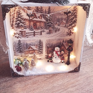 Hóemberes diorama, fénydoboz - Meska.hu