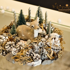 Szarvasos mini adventi koszorú - karácsony - adventi díszek - adventi koszorú - Meska.hu