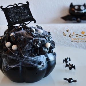 Denevéres halloweeni tök, Otthon & Életmód, Dekoráció, Asztal és polc dekoráció, Asztaldísz, Virágkötés, MESKA
