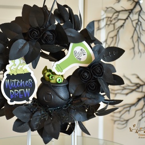 Boszorkányméreg kopogtató, Otthon & Életmód, Dekoráció, Ajtó- és ablak dekoráció, Ajtódísz & Kopogtató, Virágkötés, Ha halloween, akkor boszorkány. Ha boszorkány, akkor pedig méregkeverés a jól megszokott üstben. A ..., MESKA