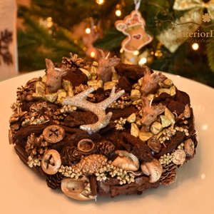 Adventi koszorú szarvasgyertyákkal, Karácsony, Adventi díszek, Adventi koszorú, Virágkötés, MESKA