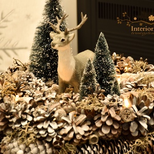 HATALMAS szürke szarvasos világítós asztali koszorú - karácsony - adventi díszek - adventi gyertyadíszek és koszorúdíszek - Meska.hu