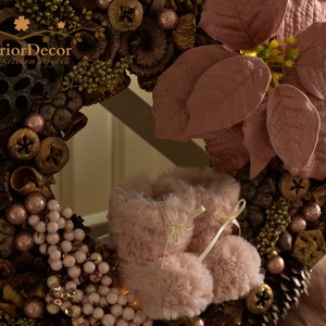 Rosegold világító kopogtató kiscsizmával - karácsony - adventi díszek - adventi ajtódísz - Meska.hu