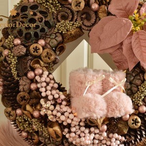 Rosegold világító kopogtató kiscsizmával - karácsony - adventi díszek - adventi ajtódísz - Meska.hu