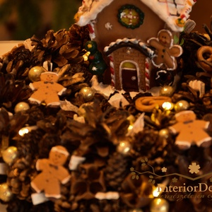 Illatos mézeskalács asztali koszorú világítással - karácsony - adventi díszek - adventi gyertyadíszek és koszorúdíszek - Meska.hu