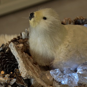 Fókás asztali koszorú világítással - otthon & életmód - dekoráció - asztal és polc dekoráció - asztaldísz - Meska.hu