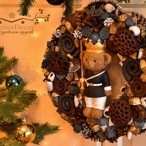 Arany-kék macis nagyméretű kopogtató - Meska.hu