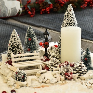 Téli életkép asztali dísz gyertyával - Meska.hu