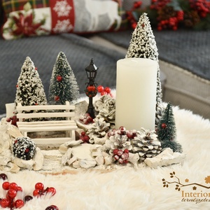 Téli életkép asztali dísz gyertyával - karácsony - adventi díszek - adventi asztaldísz - Meska.hu