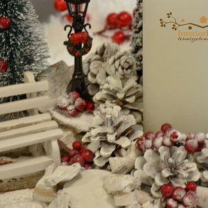 Téli életkép asztali dísz gyertyával - karácsony - adventi díszek - adventi asztaldísz - Meska.hu