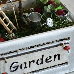 Garden láda asztali dísz - otthon & életmód - virágdekoráció - virágdíszek - asztali virágdísz - Meska.hu