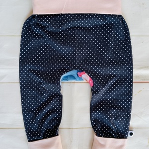 Popókörös, hordozós nadrág 62-74 - sötétkék pöttyök - ruha & divat - babaruha & gyerekruha - nadrág - Meska.hu