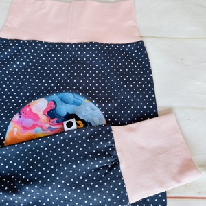 Popókörös, hordozós nadrág 62-74 - sötétkék pöttyök - ruha & divat - babaruha & gyerekruha - nadrág - Meska.hu