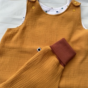 Duplagéz tipegős hálózsák  (92-98), mustár - ruha & divat - babaruha & gyerekruha - tipegőhálózsák - Meska.hu