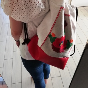 Matyó hímzett hátizsák, gymbag típusú, Táska & Tok, Hátizsák, Tornazsák, Gymbag, Varrás, MESKA