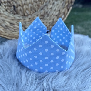 Textil korona - kék pöttyös - Meska.hu