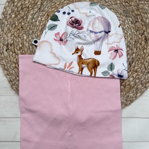 Gyermek sapka, csősál csomag - őzikés-hőlégballonos - ruha & divat - sál, sapka, kendő - sapka & sál szett - Meska.hu