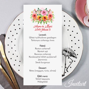 Egylapos menülap/menükártya - esküvő - meghívó & kártya - menü - Meska.hu