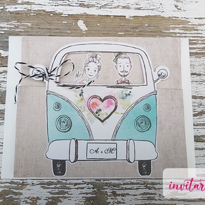 Autós esküvői meghívó borítékkal - esküvő - meghívó & kártya - meghívó - Meska.hu
