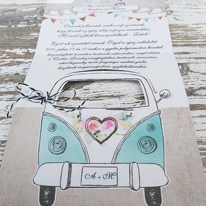 Autós esküvői meghívó borítékkal - esküvő - meghívó & kártya - meghívó - Meska.hu