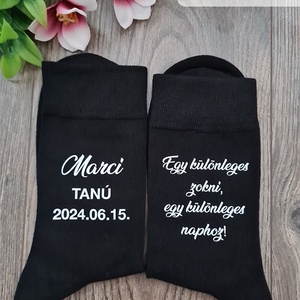 Névre szóló tanú felkérő zokni / ajándék zokni díszdobozban - esküvő - meghívó & kártya - tanú felkérő - Meska.hu