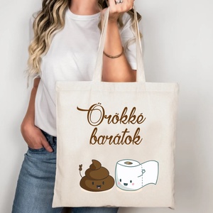 Örökké barátok vászontáska, Táska & Tok, Bevásárlás & Shopper táska, Shopper, textiltáska, szatyor, Decoupage, transzfer és szalvétatechnika, Fotó, grafika, rajz, illusztráció, MESKA
