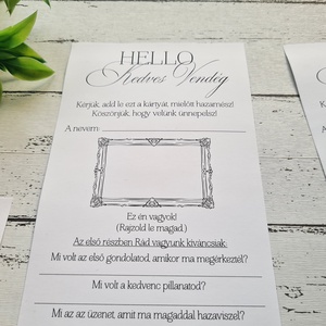 Helló Kedves Vendég - kártya, Esküvő, Emlék & Ajándék, Köszönőajándék, Fotó, grafika, rajz, illusztráció, MESKA