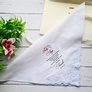 Emlékkendő csipke díszítéssel - szülőköszöntő, tanúfelkérő, egyedi ajándék különleges alkalmakra - esküvő - emlék & ajándék - szülőköszöntő ajándék - Meska.hu