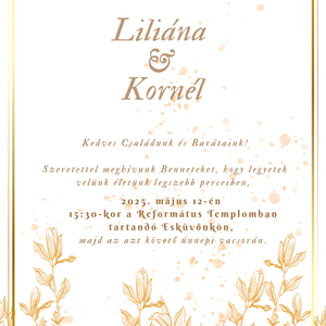 Digitális esküvői meghívó  elegáns arany dizájnnal - esküvő - meghívó & kártya - meghívó - Meska.hu