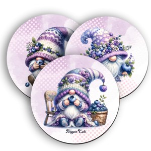 3 db aranyos áfonyás manó kör alakú alátét szett (#85), , , MESKA