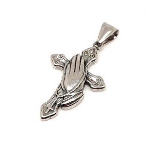 Medál acél kereszt ima 3,5x2,5cm, Ékszer, Nyaklánc, Medál, , MESKA
