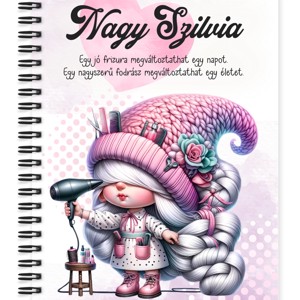Személyre szabható - Fodrász manólány hajszárítóval mintás A5-ös füzet, Otthon & Életmód, Papír, írószer, Jegyzetfüzet & Napló, , MESKA