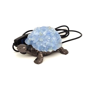 Kék kalcit teknős hangulatlámpa fekete 10�8 cm USB LED talppal, Kellékek & szerszámok, Ásvány alapanyag, , MESKA
