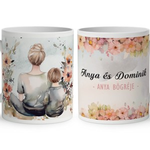 Kérd a neveddel - Anya és kicsi fia mintás bögre, Otthon & Életmód, Konyhafelszerelés, tálalás, Tálalás, Bögre & Csésze, , MESKA