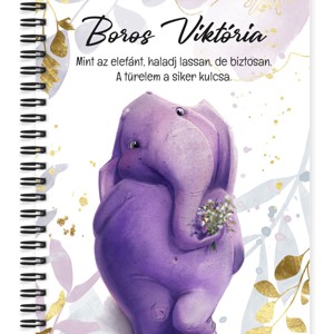 Személyre szabható - Tündéri lila elefánt mintás A5-ös füzet, Otthon & Életmód, Papír, írószer, Jegyzetfüzet & Napló, , MESKA