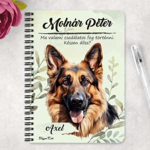 Személyre szabható - Németjuhász portré mintás A6-os füzet - otthon & életmód - papír, írószer - jegyzetfüzet & napló - Meska.hu