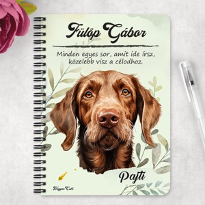 Személyre szabható - Drótszőrű magyar vizsla portré mintás A6-os füzet - otthon & életmód - papír, írószer - jegyzetfüzet & napló - Meska.hu